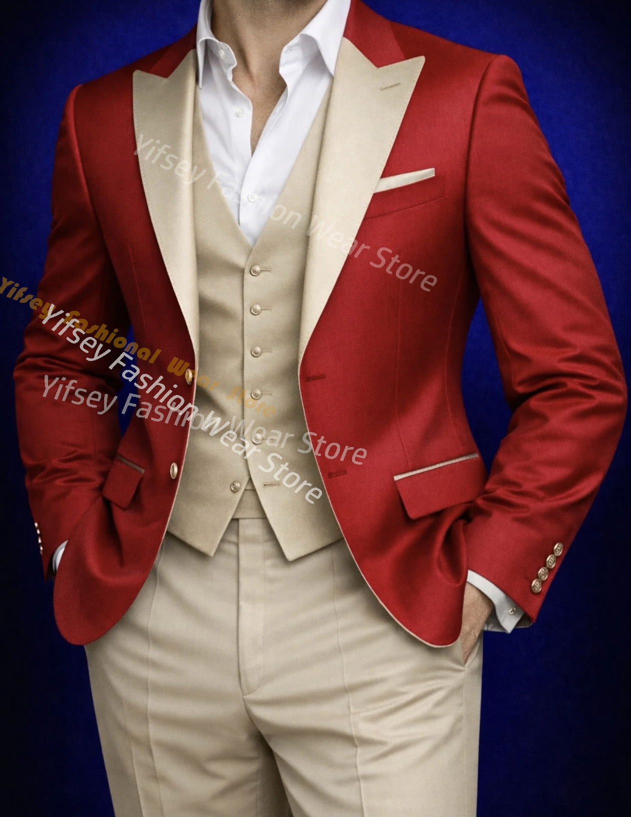 Red Full Men Suit Set Wedding  - Men'S Grooming Brands 评论和价格