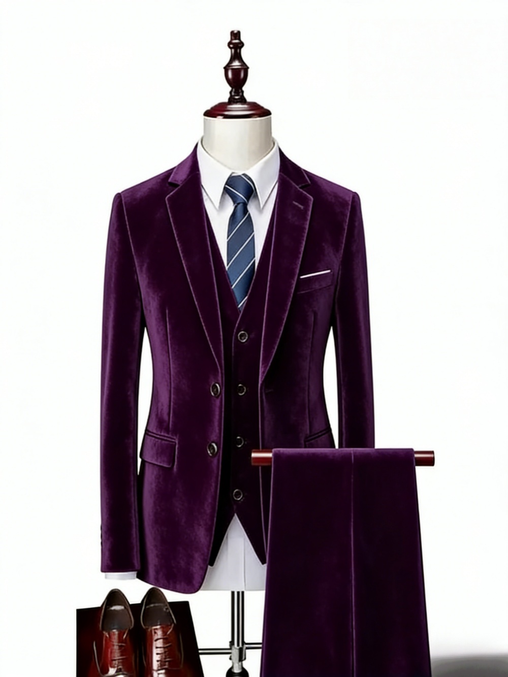 Notched lapel Men's Velvet Sui - Mens Grooming On Sale 评论和价格