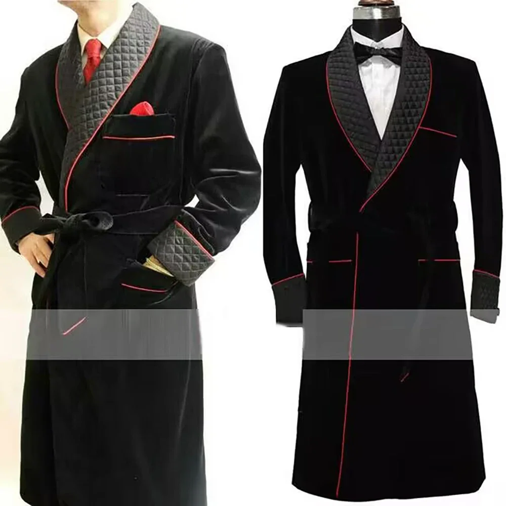 Velvet Smoking Long Men Jacket - X Men Grooming 评论和价格